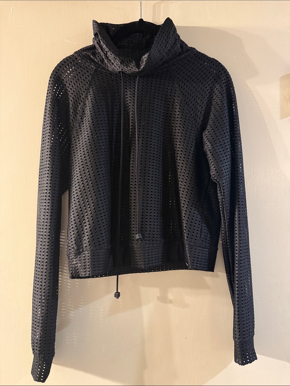 Koral Black Perforated Funnel Neck Hoodie